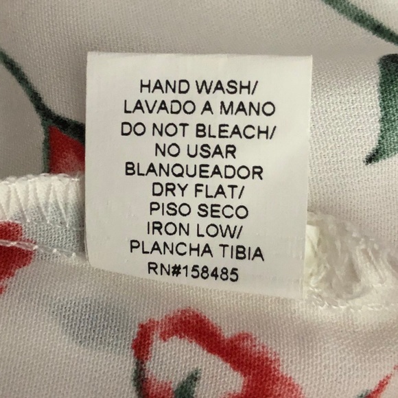 Triple Seven Button Up Front Tie Floral Blouse Large Cap Sleeves - Picture 14 of 14